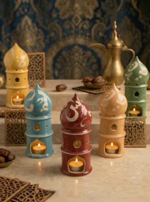 Candle holder inspired by Islamic architecture.